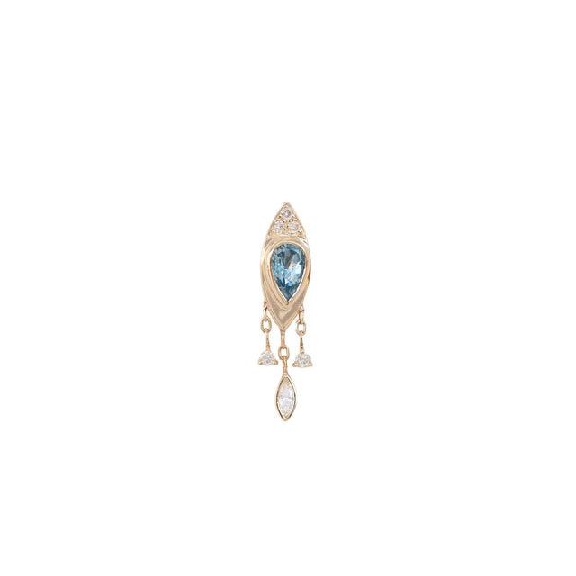 AQUAMARINE PEAR AND DIAMOND EARRING