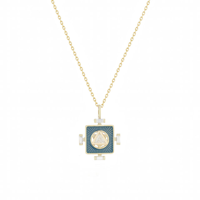 BLUE YANTRA THIRD EYE CHAKRA & TRILLION DIAMOND NECKLACE