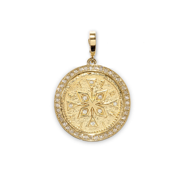 COMPASS LARGE PAVE COIN CHARM
