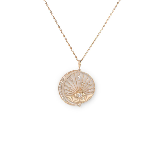 DREAM MAKER OVAL DIAMOND & MOON CRESCENT WITH DIAMONDS NECKLACE