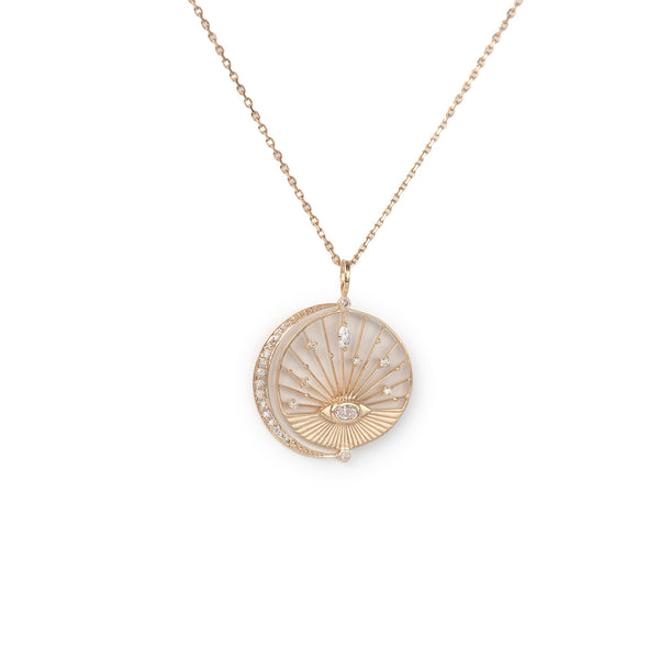 DREAM MAKER OVAL DIAMOND & MOON CRESCENT WITH DIAMONDS NECKLACE