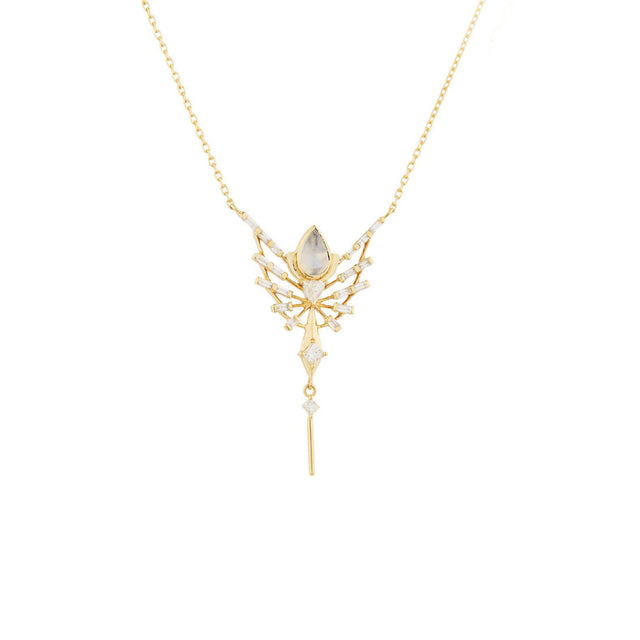 DREAM MAKER PEAR MOONSTONE AND DIAMONDS PHOENIX NECKLACE