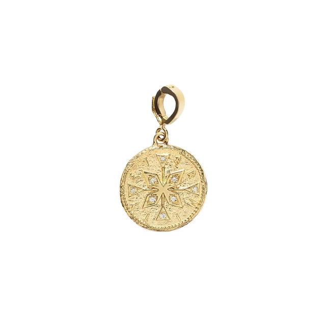 COMPASS SMALL DIAMOND COIN CHARM