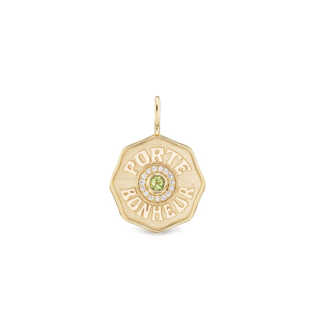 MINI PB CHARM DIAMOND HALO WITH RAISED GOLD AND PERIDOT