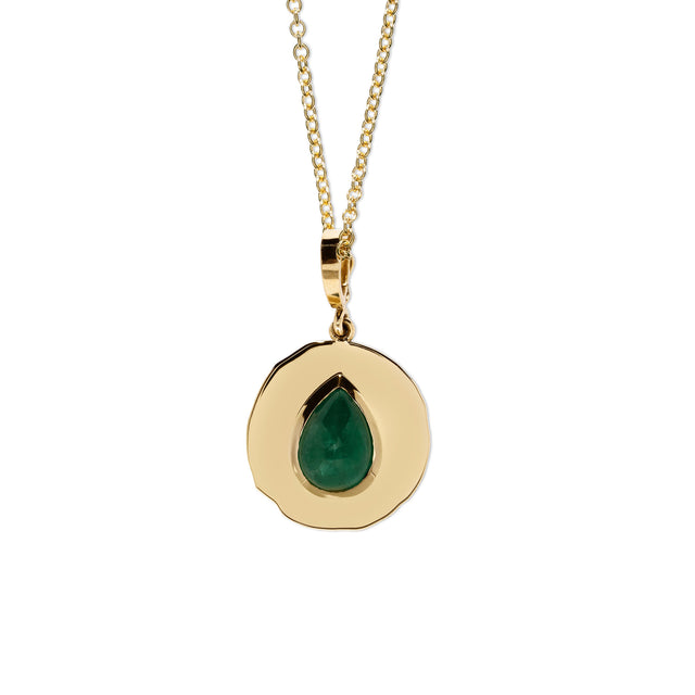 MODERN BYZANTINE PEAR SHAPE EMERALD SMALL COIN CHARM