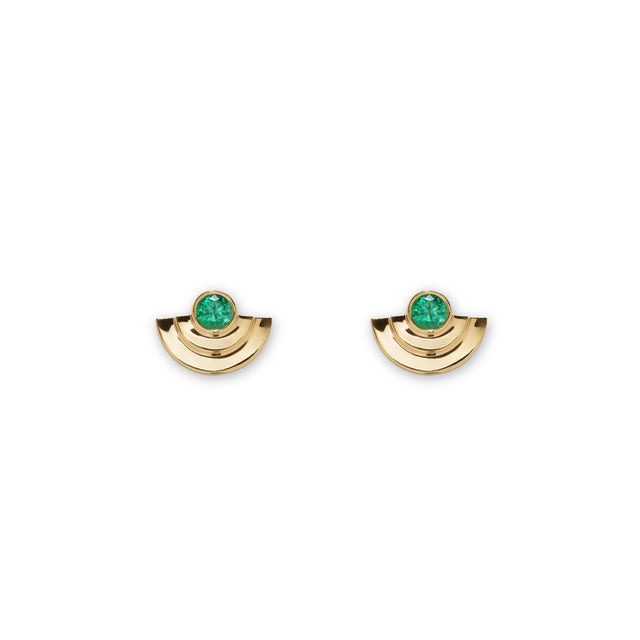 PETITE 1/2 CIRCLE EMERALD STAIRCASE STUD