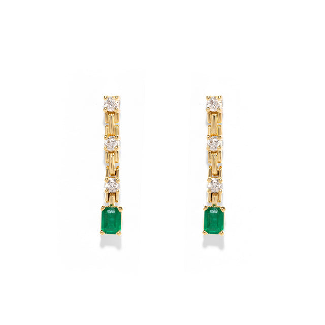 PIROUETTE SMALL STRAND DIAMOND & EMERALD EARRINGS