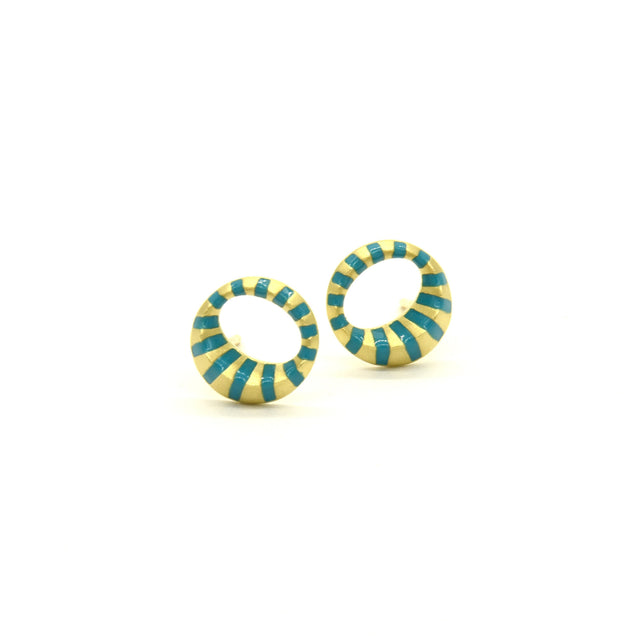 TURQUOISE ENAMEL HALO STUDS