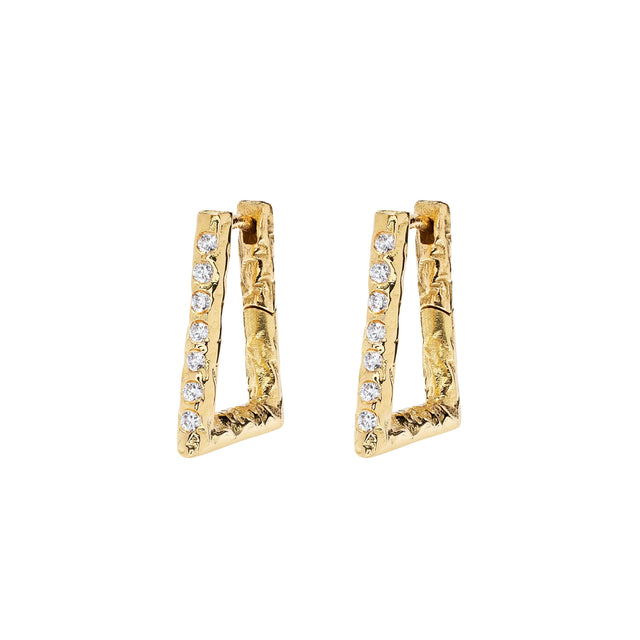 WEATHERED FORMA DIAMOND HOOPS