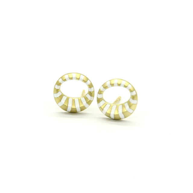 WHITE ENAMEL HALO STUDS