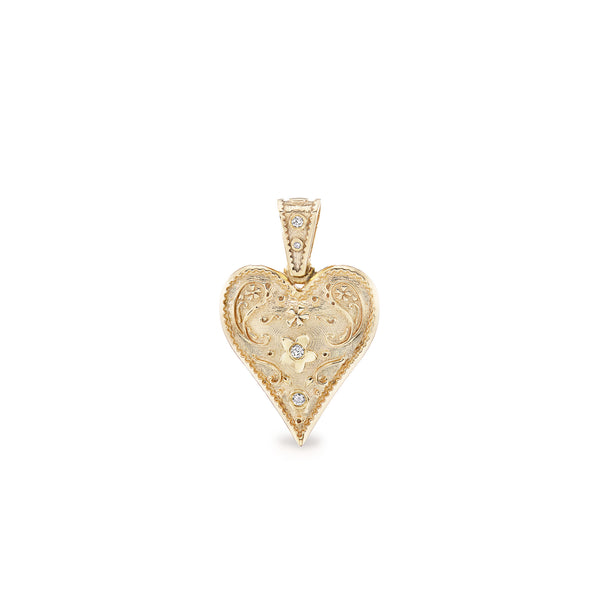 YELLOW GOLD MEDIUM SOUTHWESTERN HEART CHARM
