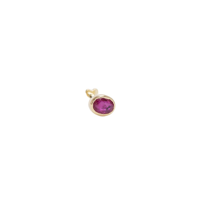 OVAL RUBY PIERCING STUD