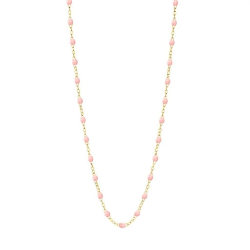 CLASSIC GIGI BABY PINK NECKLACE, YELLOW GOLD, 17.7