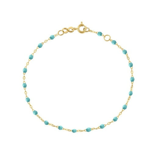 CLASSIC GIGI TURQUOISE GREEN ANKLET, YELLOW GOLD, 9.4