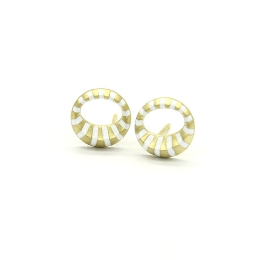 WHITE ENAMEL HALO STUDS