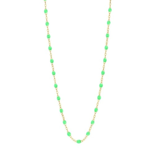 CLASSIC GIGI NEON GREEN NECKLACE, YELLOW GOLD, 17.7
