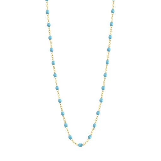 CLASSIC GIGI TURQUOISE NECKLACE, YELLOW GOLD, 17.7