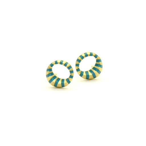 TURQUOISE ENAMEL HALO STUDS