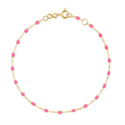 CLASSIC GIGI PINK BRACELET, YELLOW GOLD, 6.7